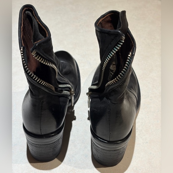 A.S. 98 Handmade Italian Black Leather Ankle Boots / Artisan Side Zip - Picture 3 of 10